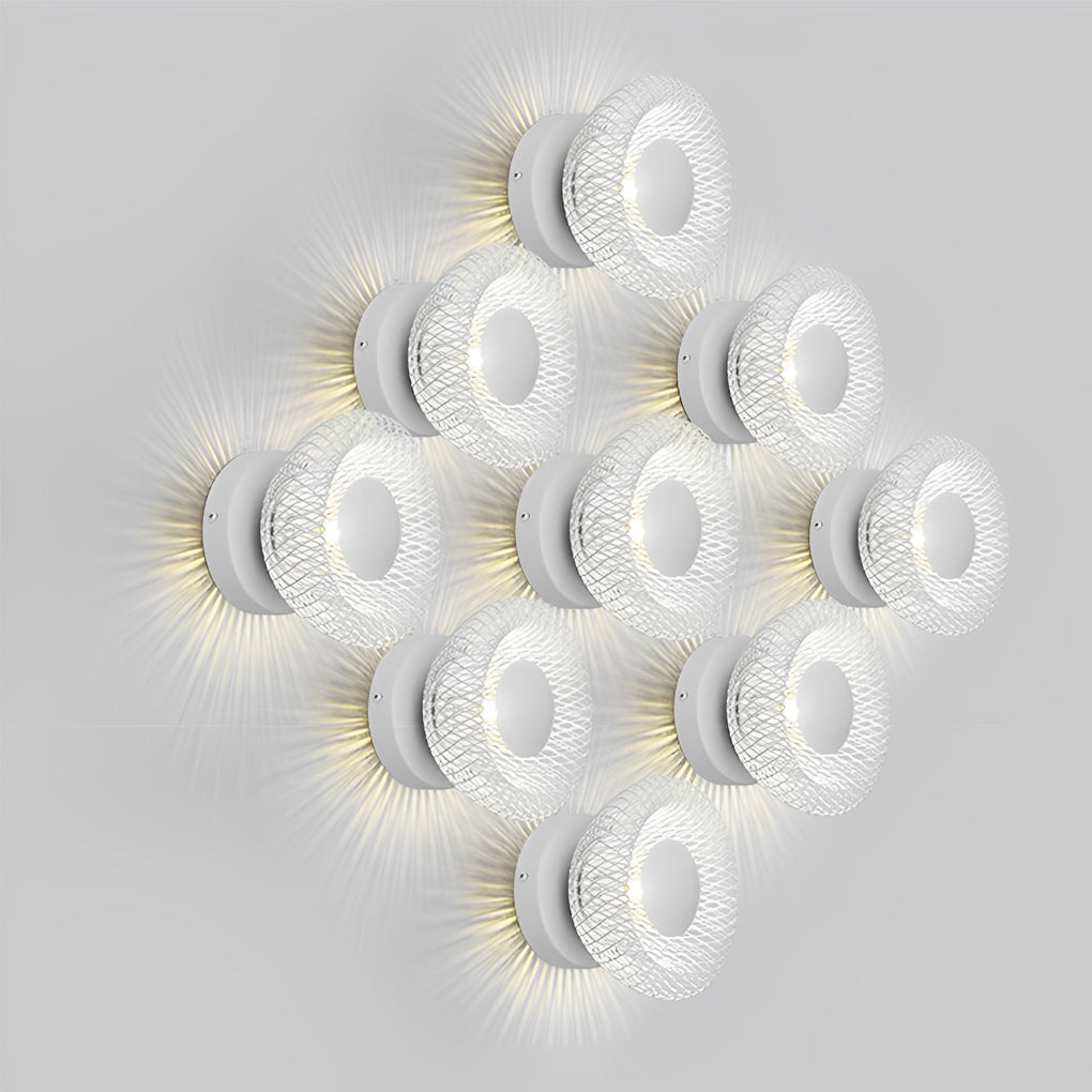 Modern Circular Nest Grid LED Wall Sconce Artistic Iron Indoor Lighting Fixture for Hallways