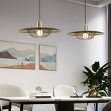Modern Circular Nordic Pendant Light with Electroplated Iron Finish and Three Step Dimming