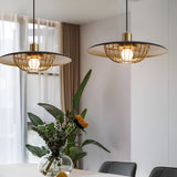 Modern Circular Nordic Pendant Light with Electroplated Iron Finish and Three Step Dimming