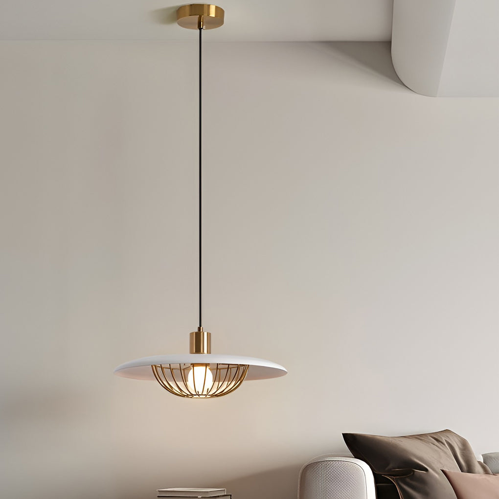 Modern Circular Nordic Pendant Light with Electroplated Iron Finish and Three Step Dimming