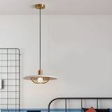 Modern Circular Nordic Pendant Light with Electroplated Iron Finish and Three Step Dimming