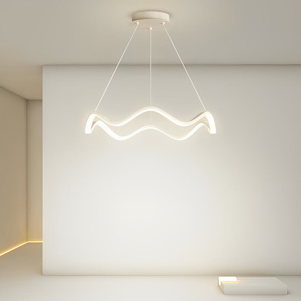 Modern Circular Wavy LED Pendant Light Stepless Dimming Chandelier for Living Room