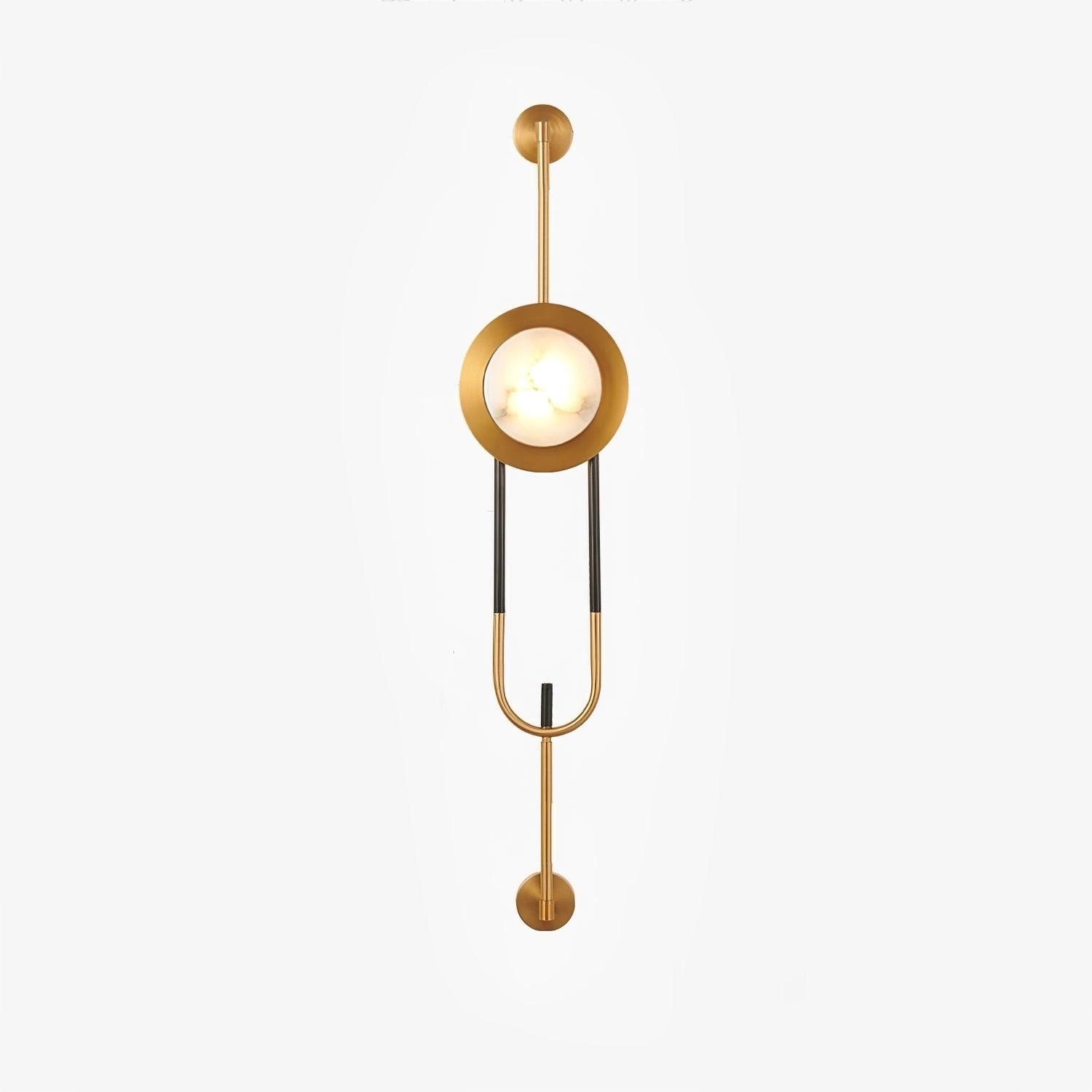 Modern Circular White Marble LED Wall Sconce with Elegant Gold Finish Accents