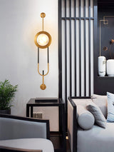 Modern Circular White Marble LED Wall Sconce with Elegant Gold Finish Accents