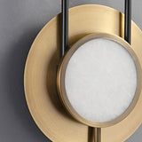 Modern Circular White Marble LED Wall Sconce with Elegant Gold Finish Accents
