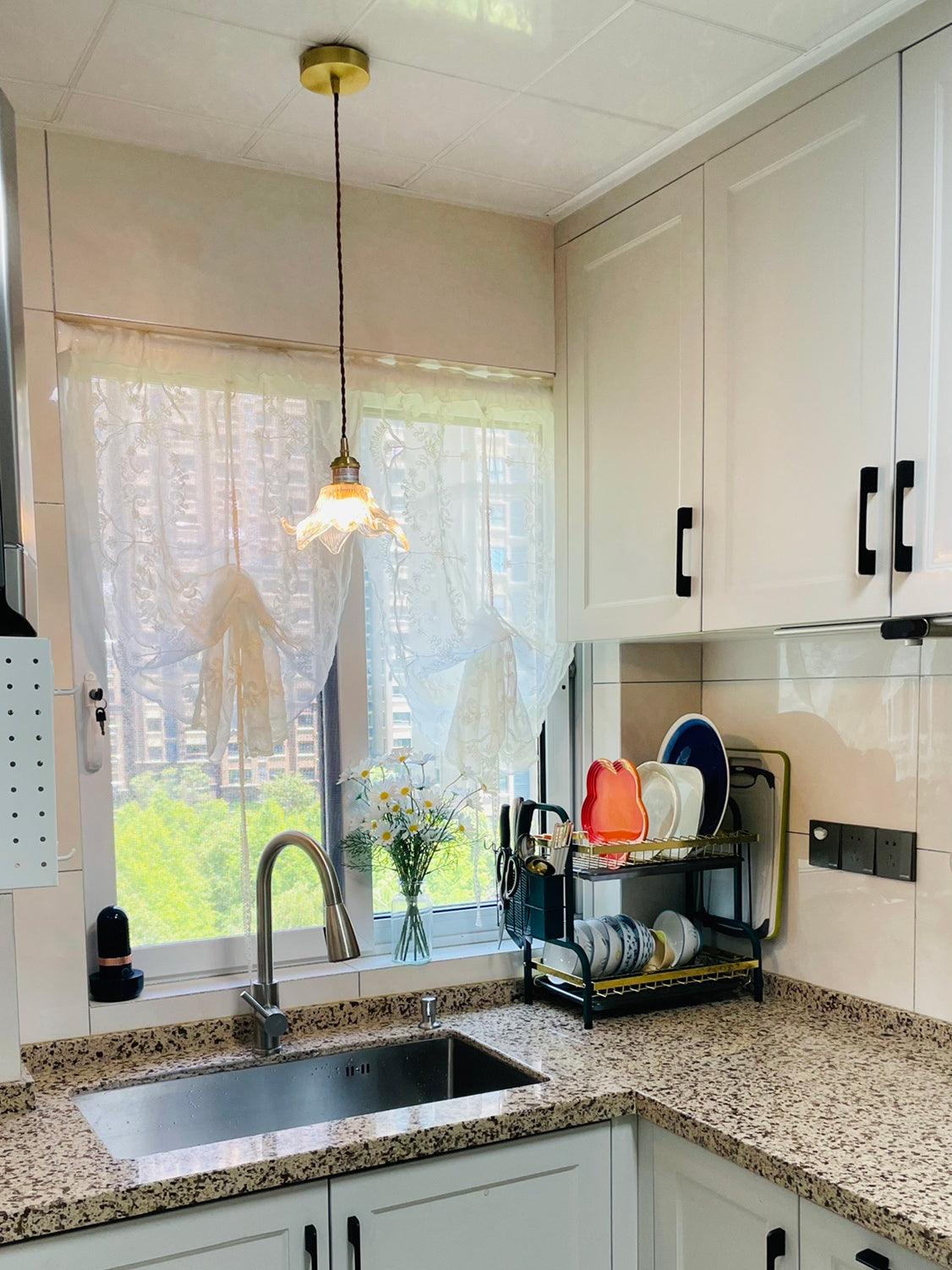 Modern Clear Glass Crystal Pendant Light for Kitchen Island and Dining Room Lighting