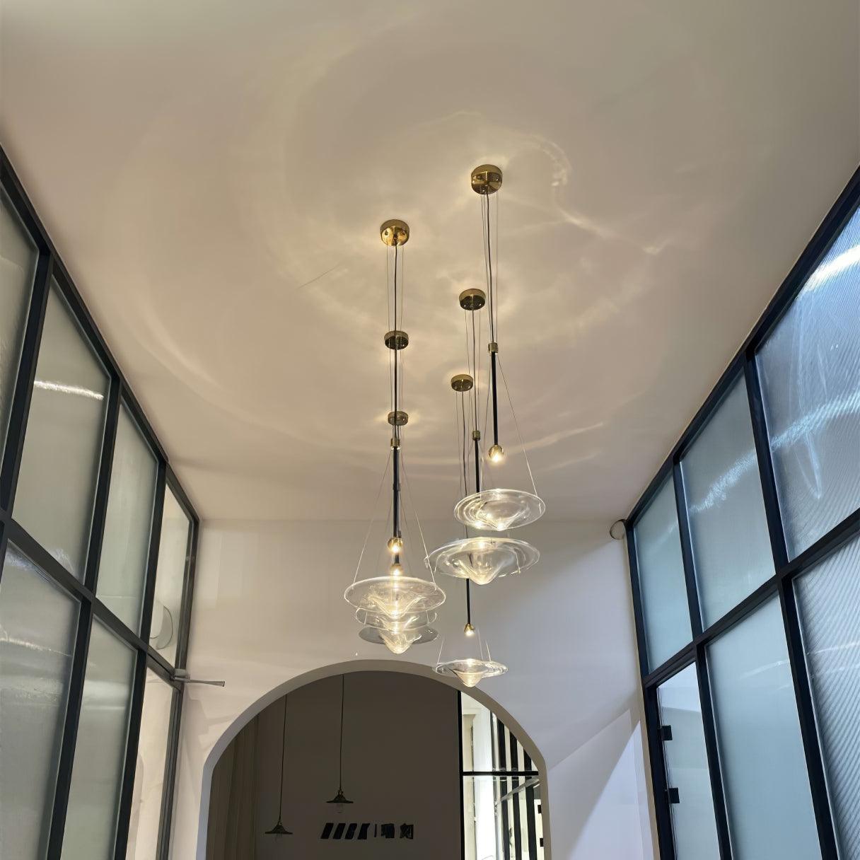 Modern Clear Glass Pendant Light with Integrated LED and Brass Hardware for Dining Room