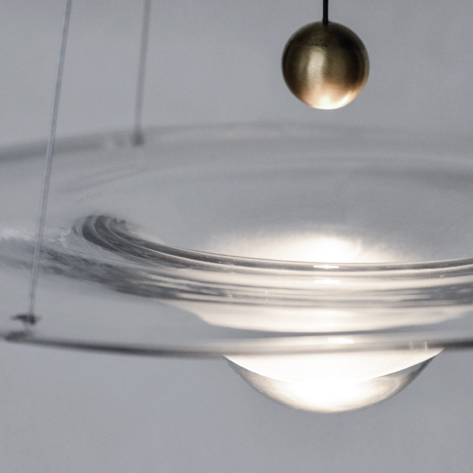 Modern Clear Glass Pendant Light with Integrated LED and Brass Hardware for Dining Room