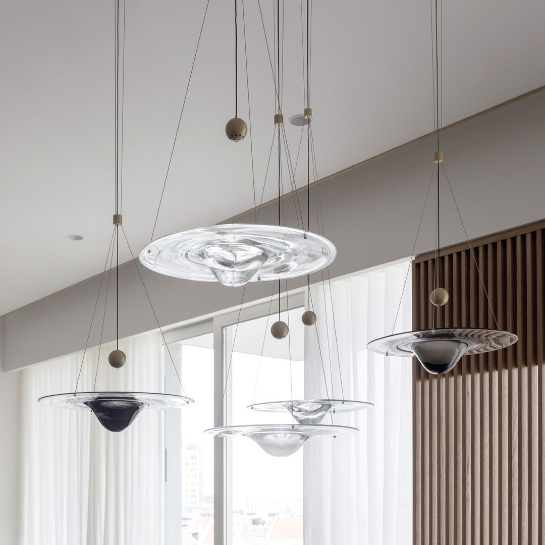 Modern Clear Glass Pendant Light with Integrated LED and Brass Hardware for Dining Room