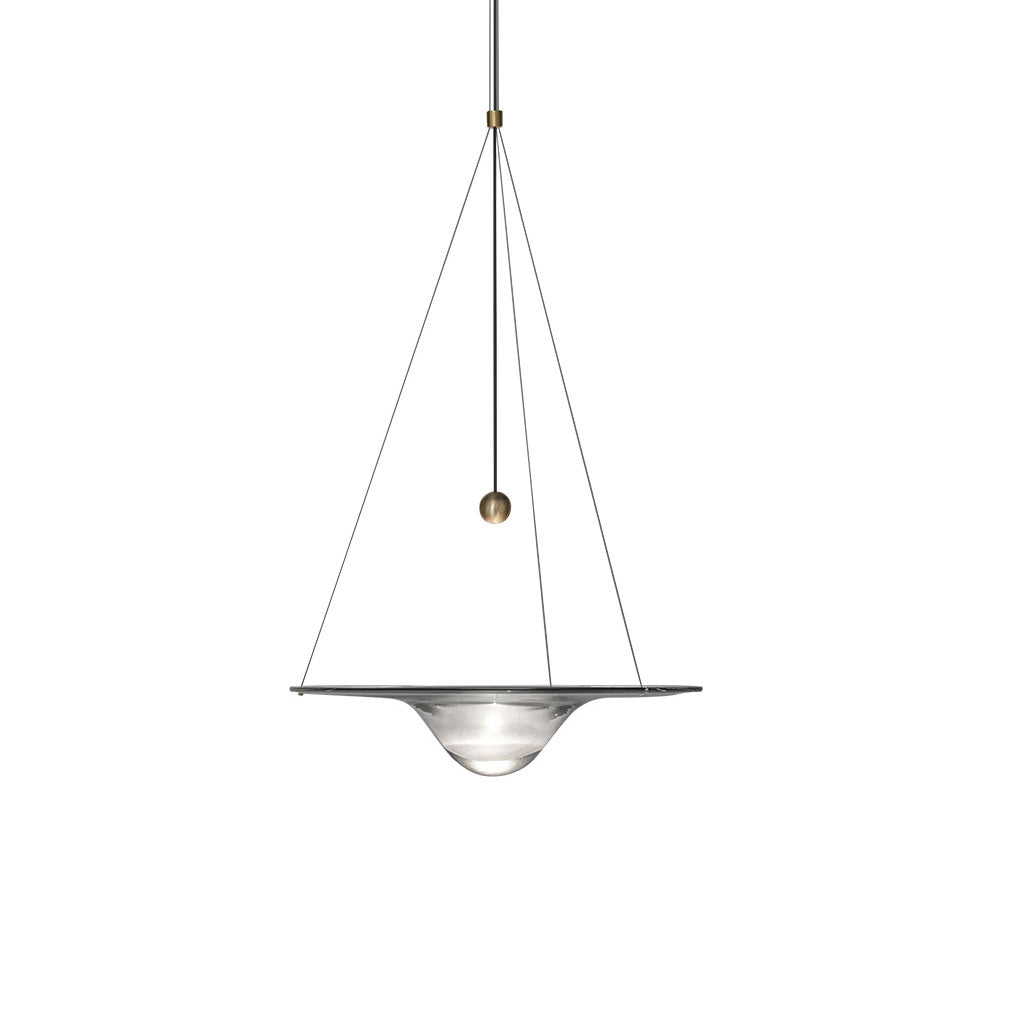 Modern Clear Glass Pendant Light with Integrated LED and Brass Hardware for Dining Room