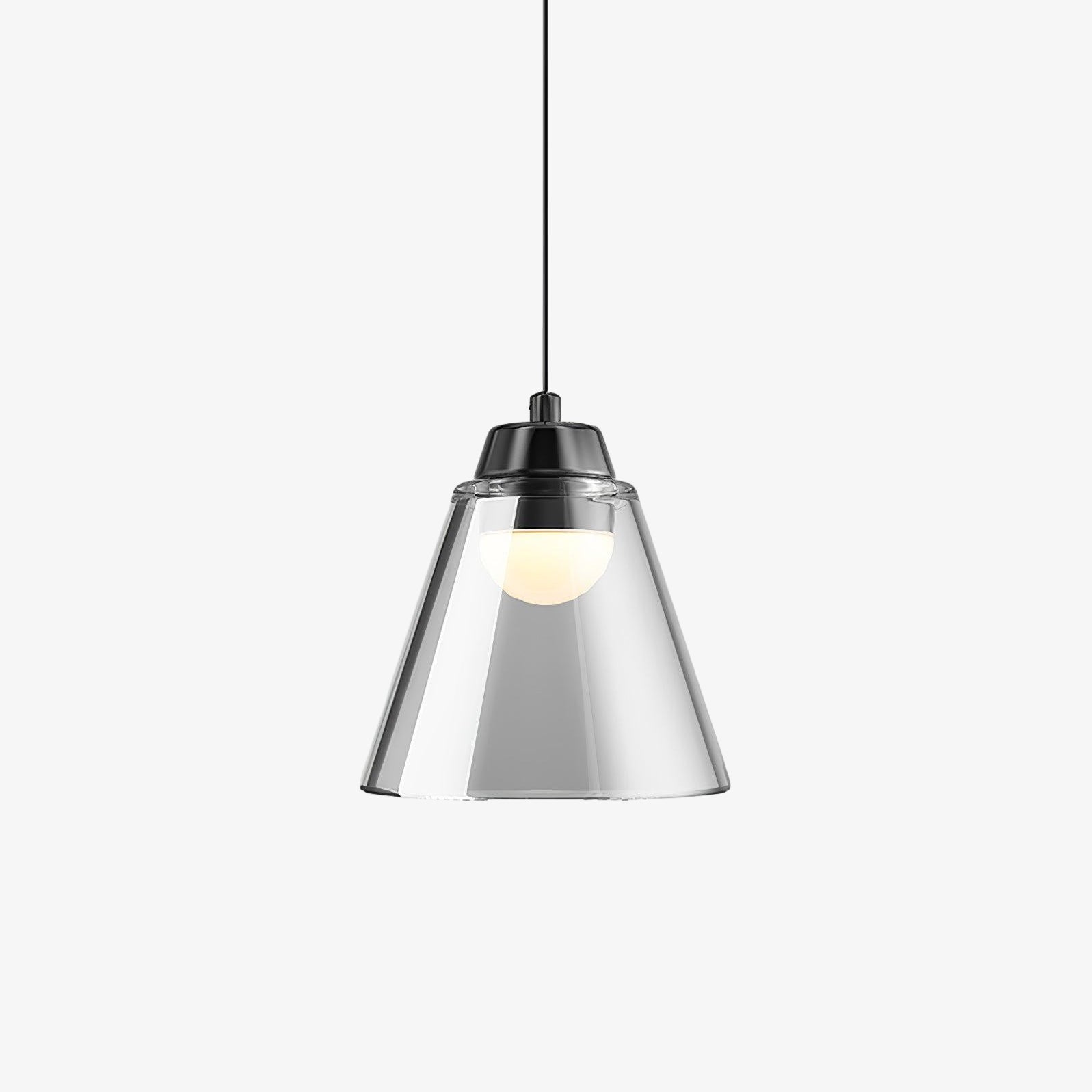 Modern Clear Thick Glass Sculptural Pendant Light Integrated LED Hanging Lamp for Living Room