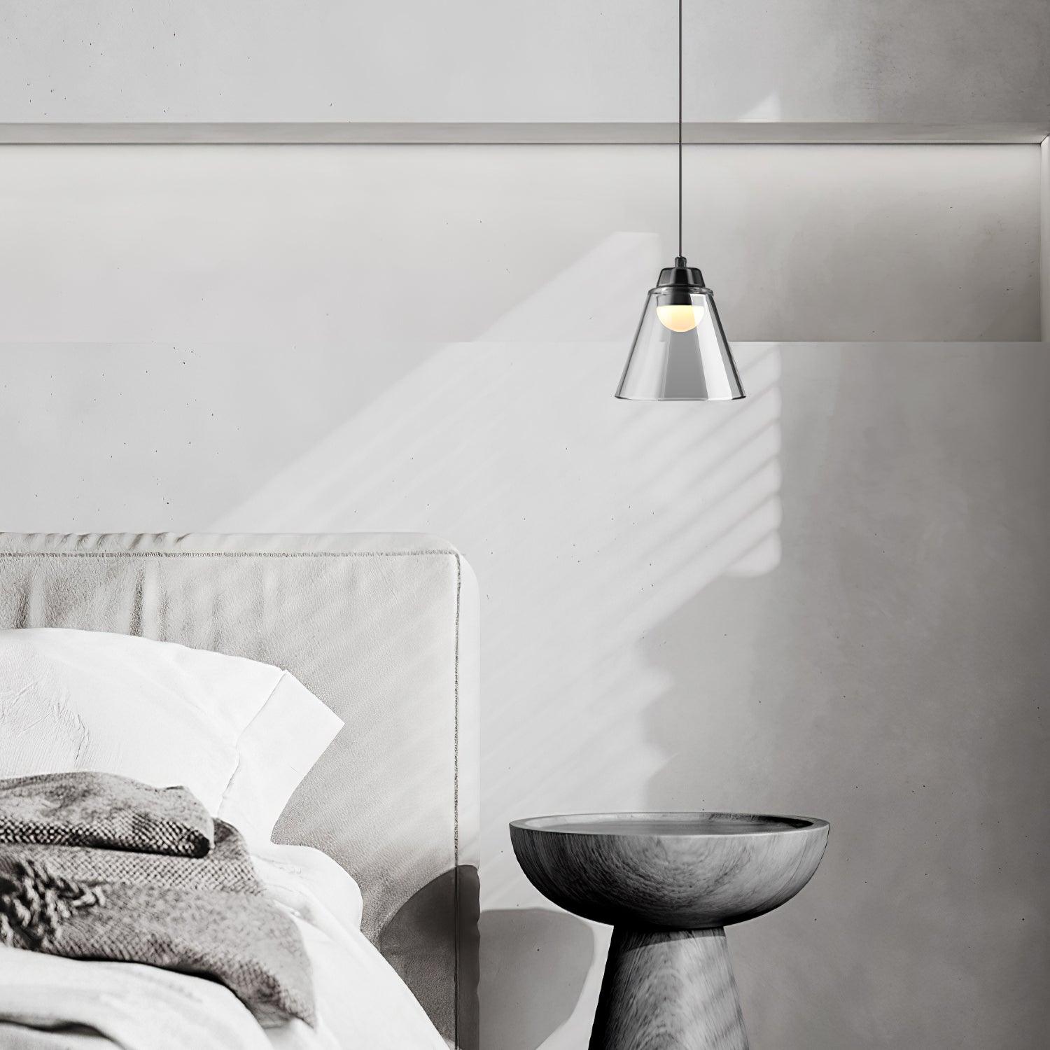 Modern Clear Thick Glass Sculptural Pendant Light Integrated LED Hanging Lamp for Living Room