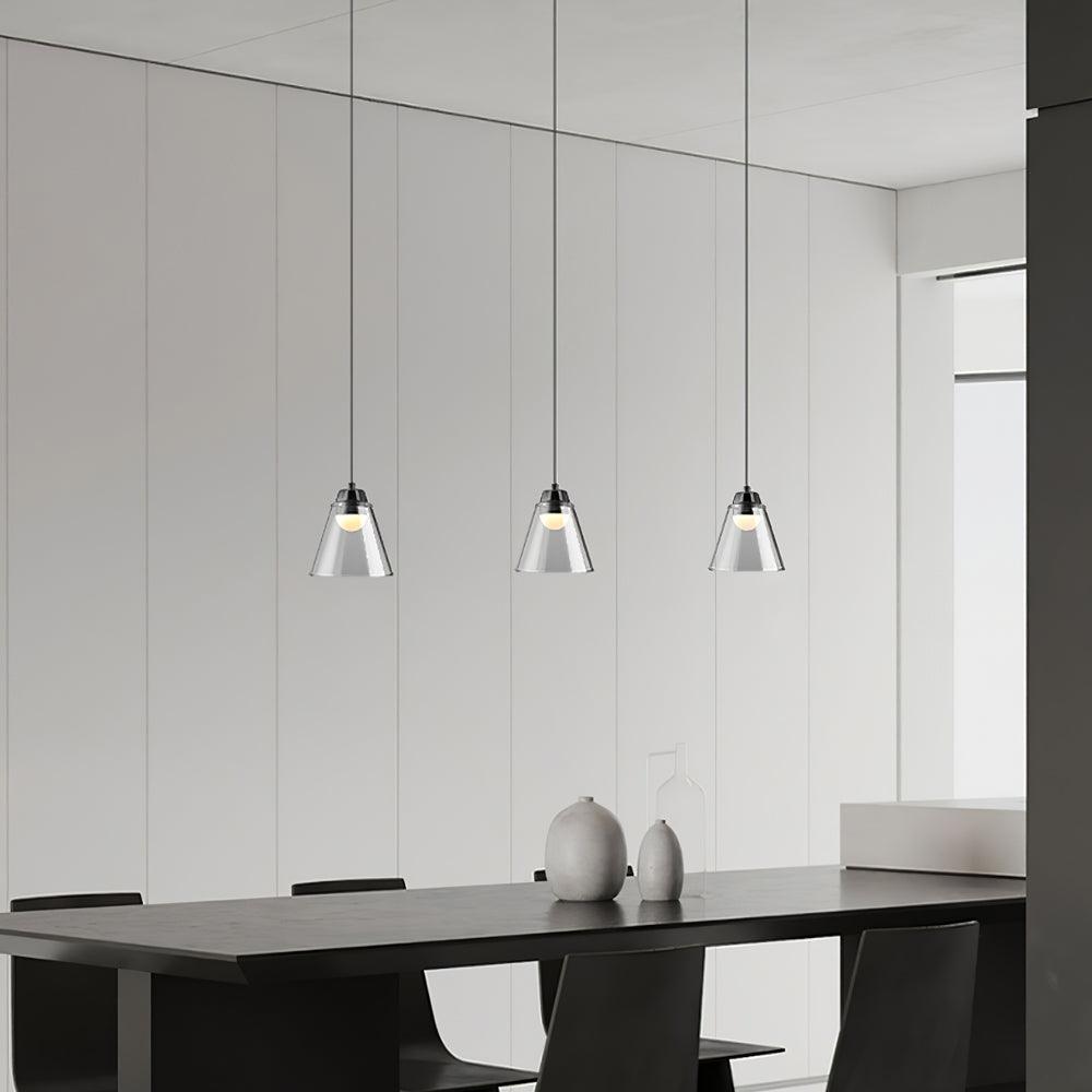 Modern Clear Thick Glass Sculptural Pendant Light Integrated LED Hanging Lamp for Living Room