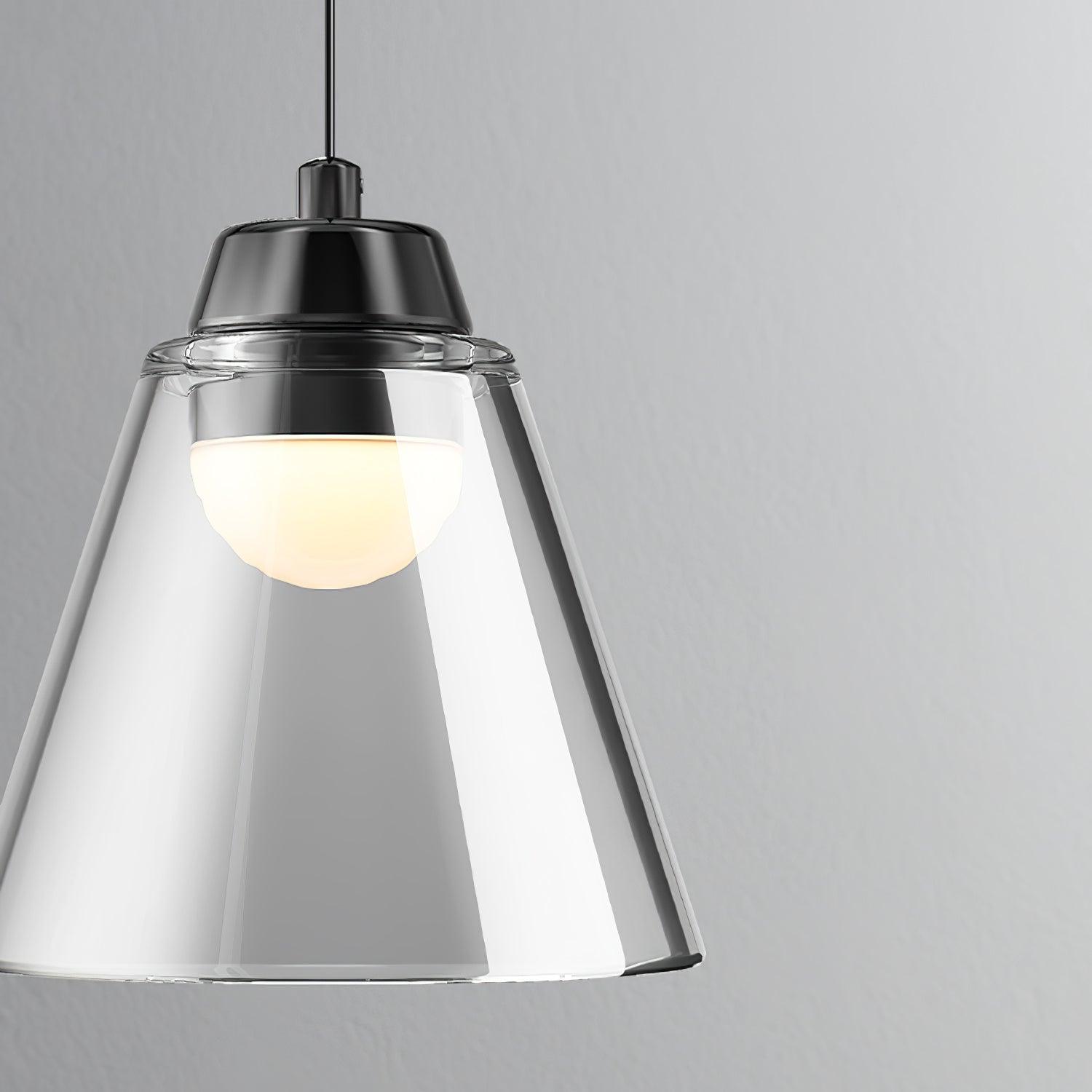 Modern Clear Thick Glass Sculptural Pendant Light Integrated LED Hanging Lamp for Living Room