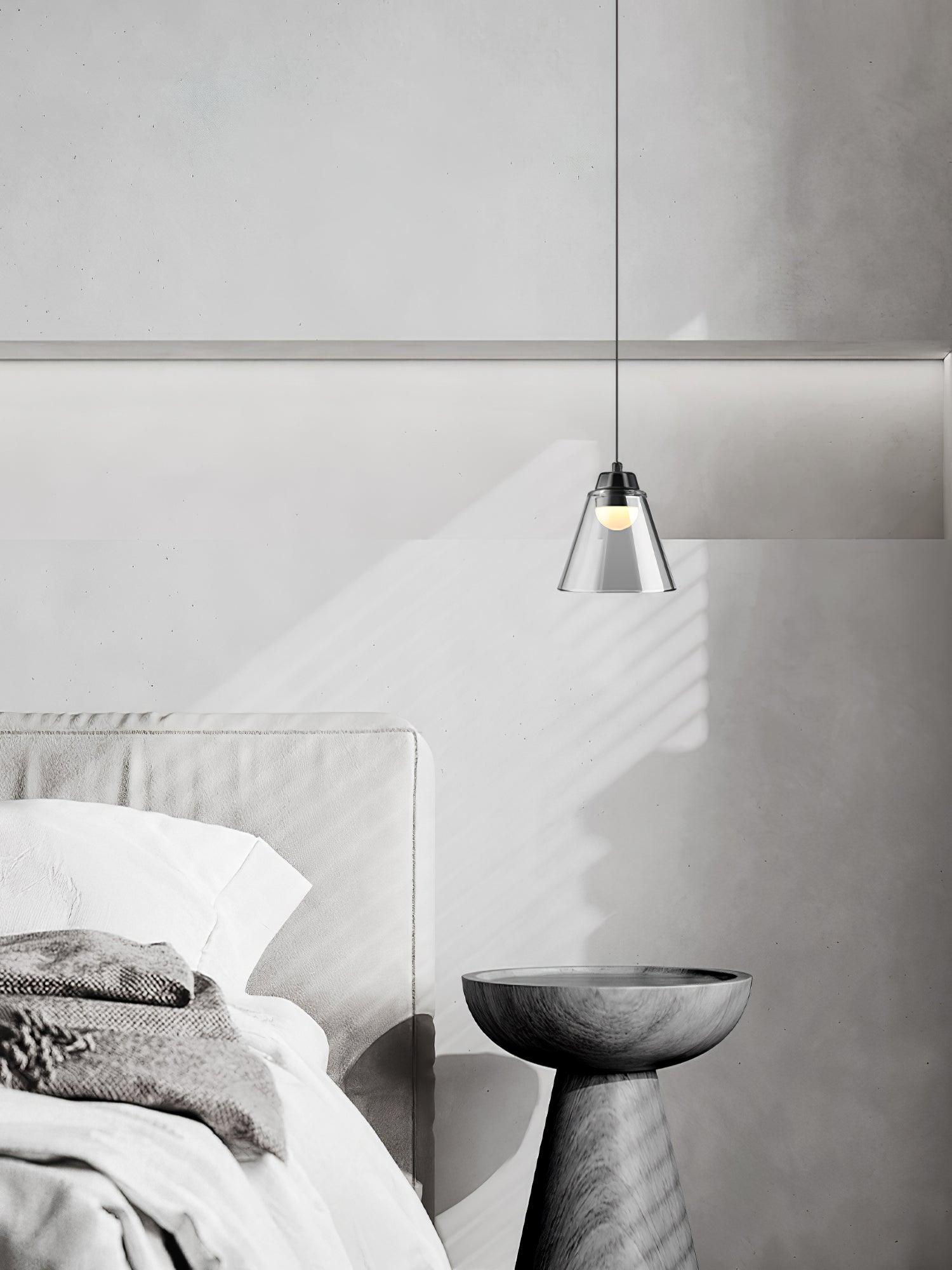 Modern Clear Thick Glass Sculptural Pendant Light Integrated LED Hanging Lamp for Living Room