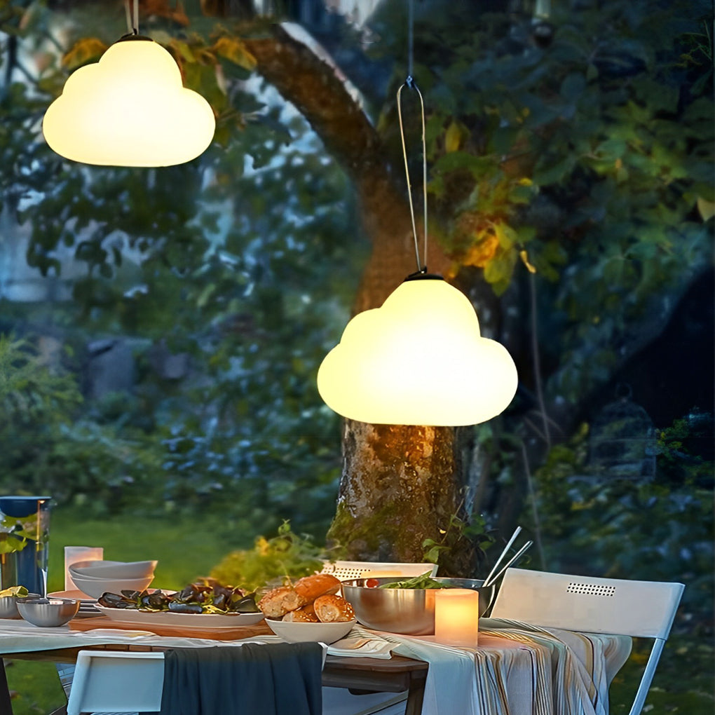Modern Cloud Shape USB Rechargeable Outdoor Hanging Light IP65 Waterproof LED Garden Camping Lamp