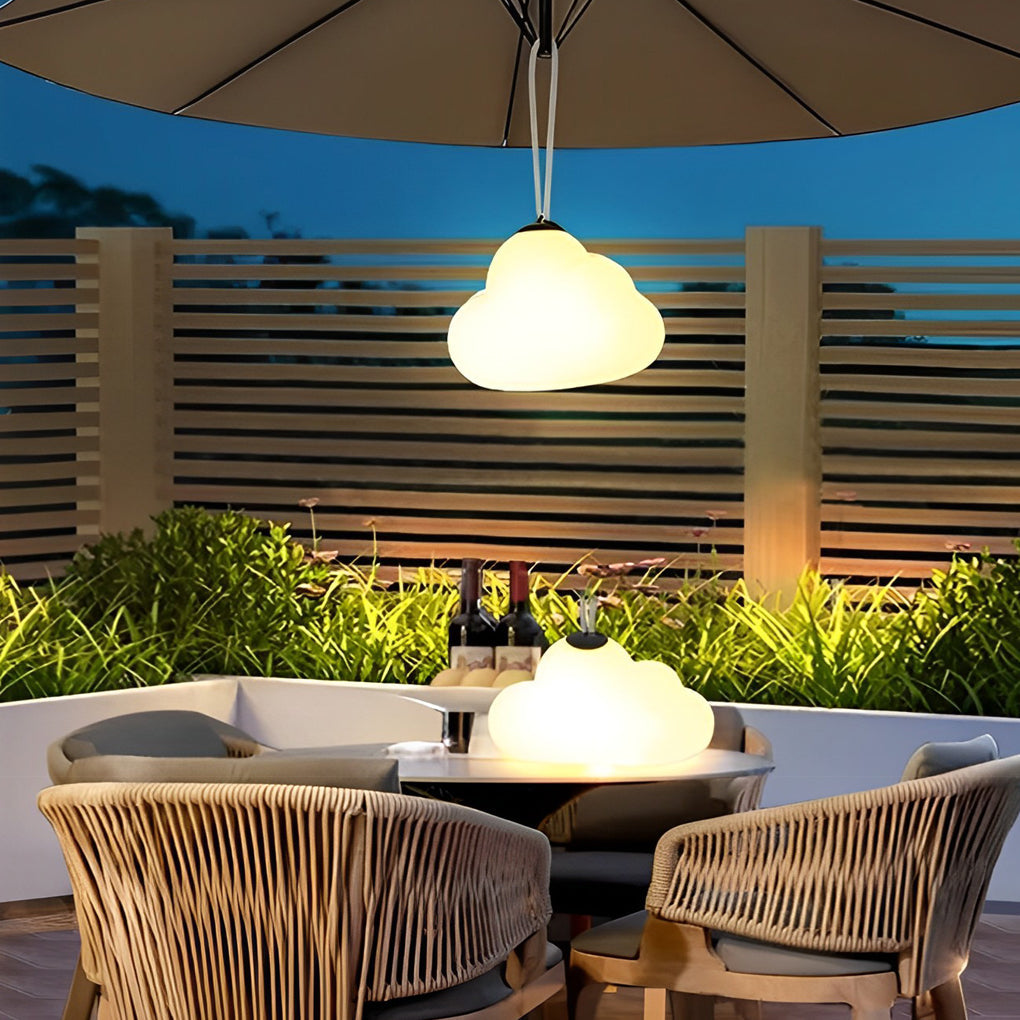 Modern Cloud Shape USB Rechargeable Outdoor Hanging Light IP65 Waterproof LED Garden Camping Lamp