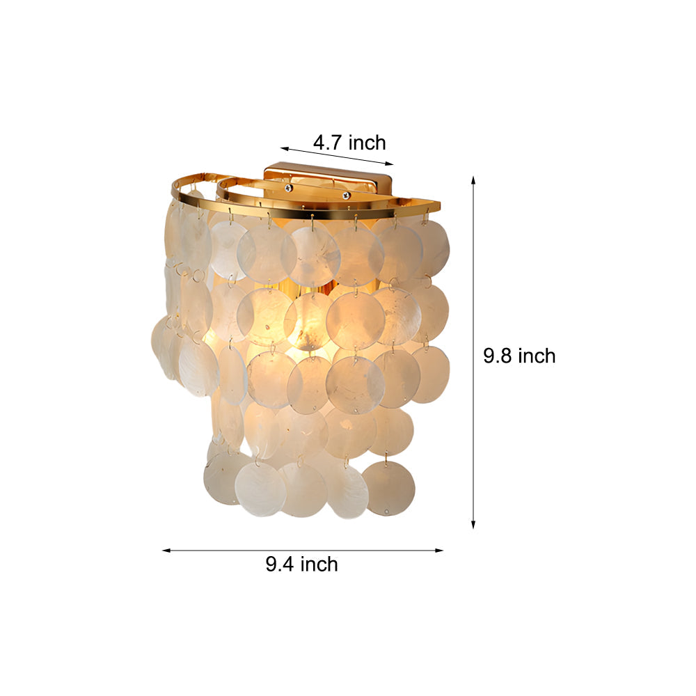 Modern Coastal Capiz Shell Wall Sconce Gold Chrome LED Bedside Accent Light
