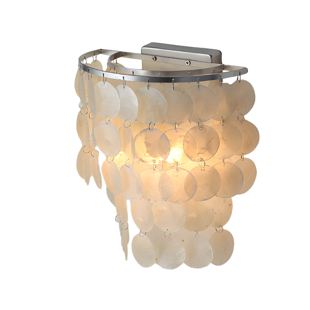 Modern Coastal Capiz Shell Wall Sconce Gold Chrome LED Bedside Accent Light