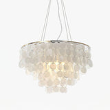 Modern Coastal Multi Tiered Shell Chandelier Round Pendant Light with Gold Accents