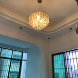 Modern Coastal Multi Tiered Shell Chandelier Round Pendant Light with Gold Accents