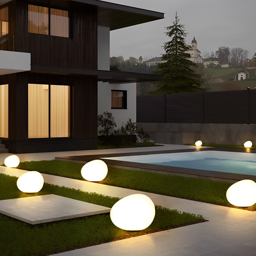 Modern Cobblestone LED Outdoor Garden Pathway Lights with 3 Step Dimming