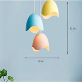Modern Colorful Cluster Pendant Light with 3 LED Eggshell Shaped Metal Shades