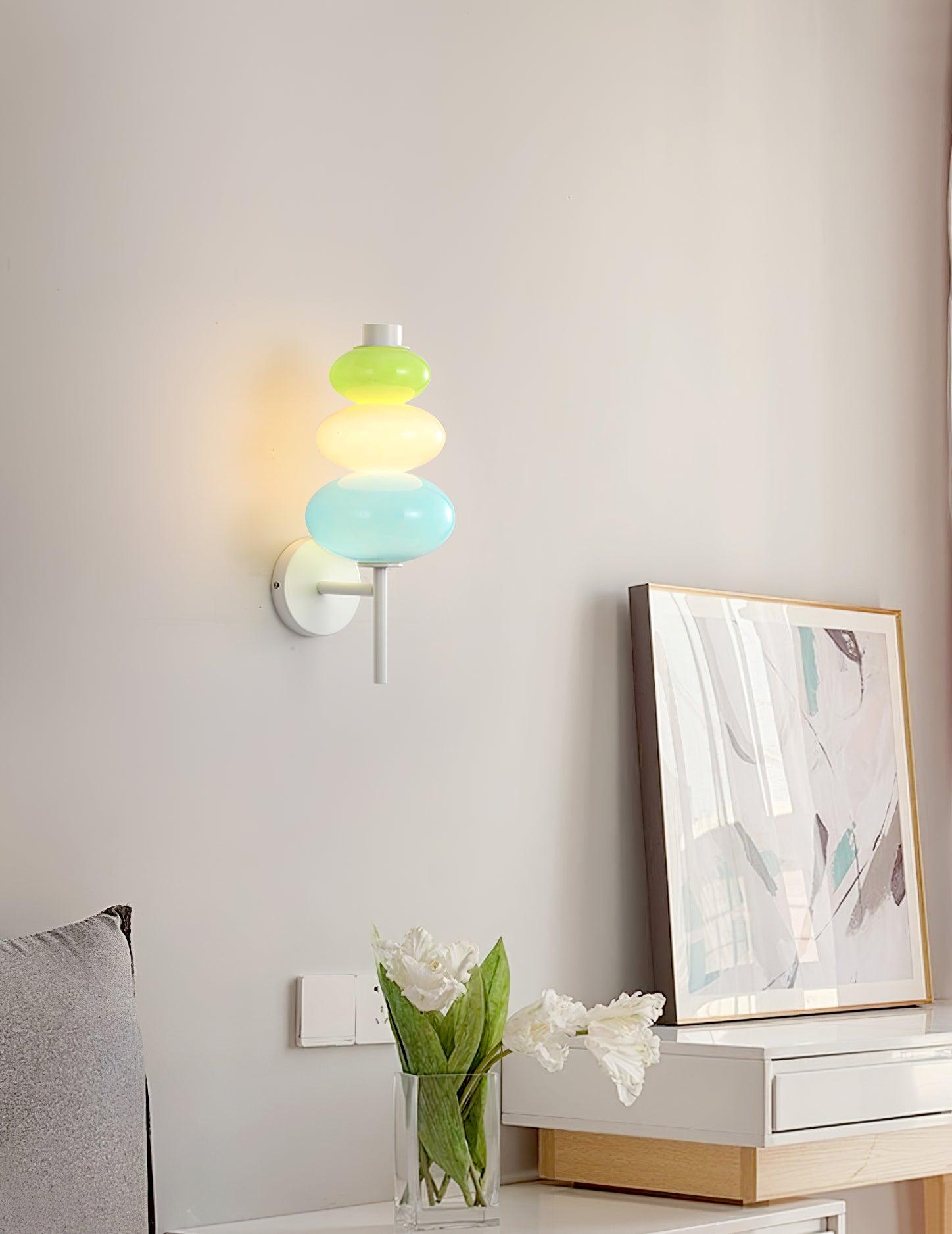 Modern Colorful Glass Candy String Wall Sconce Lantern LED Light for Bedroom Living Room