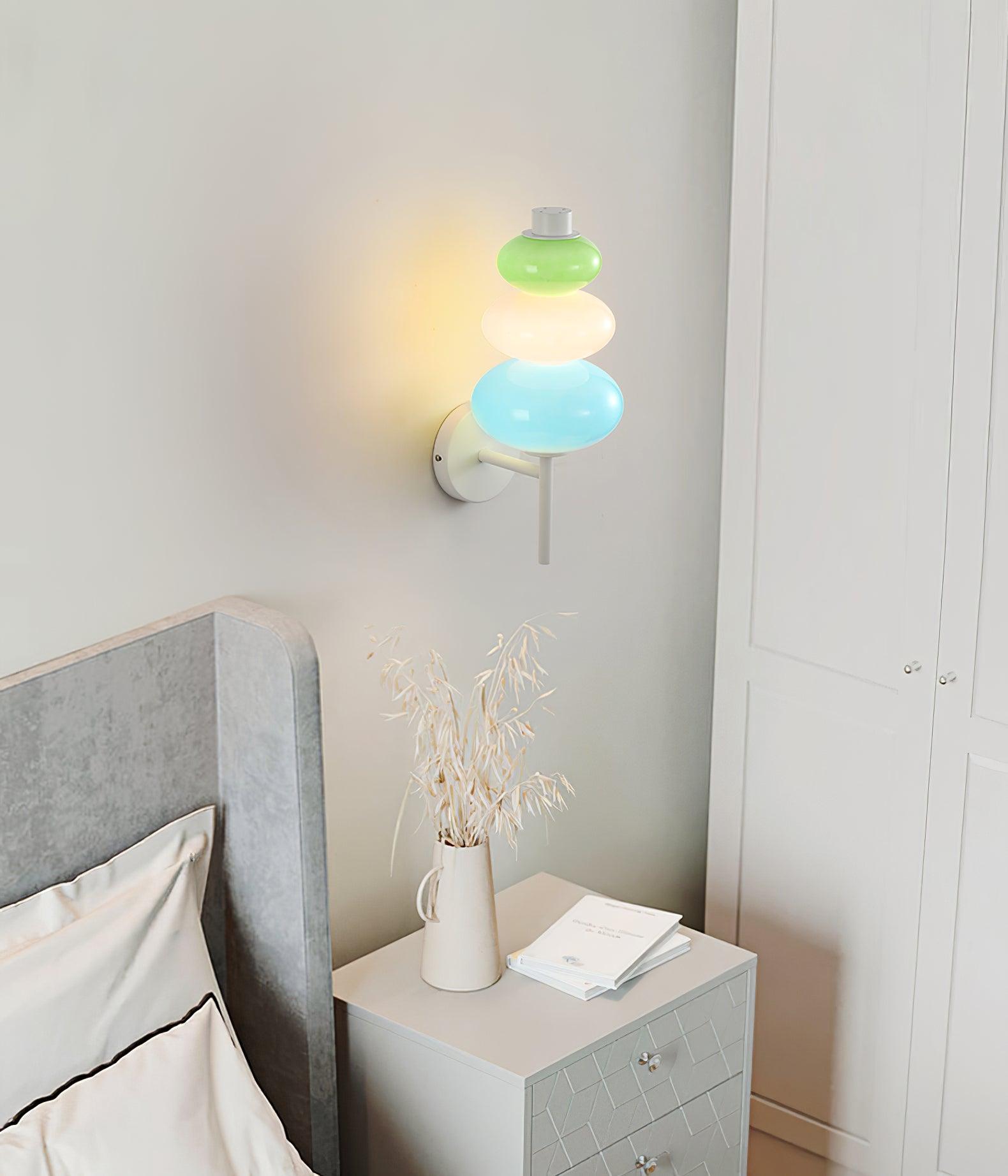 Modern Colorful Glass Candy String Wall Sconce Lantern LED Light for Bedroom Living Room