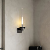Modern Column Torch Wall Sconce LED Indoor Lighting with Glass Cylinder Shade