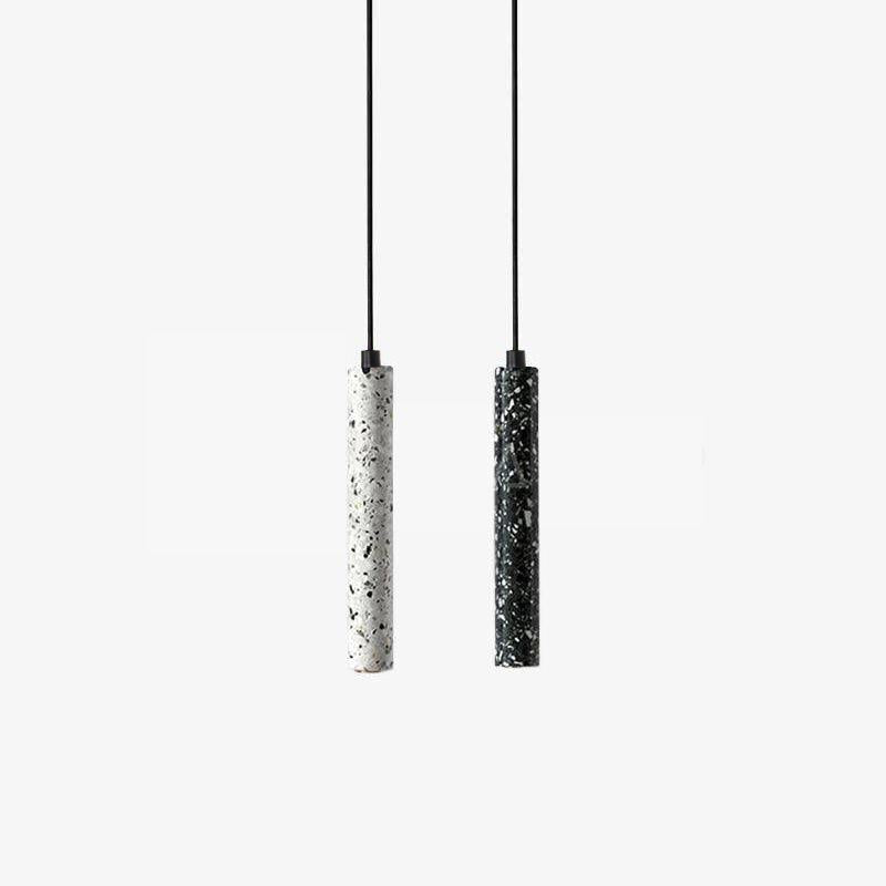 Modern Concrete Terrazzo Pendant Light Industrial Minimalist Cylinder Hanging Lamp for Kitchen and Dining Room