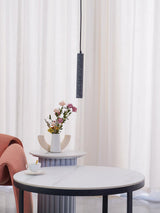 Modern Concrete Terrazzo Pendant Light Industrial Minimalist Cylinder Hanging Lamp for Kitchen and Dining Room