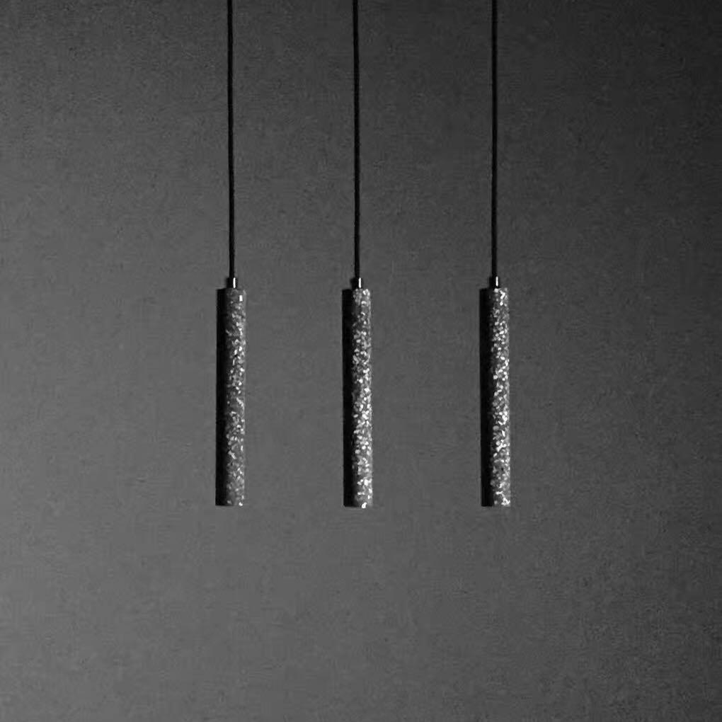 Modern Concrete Terrazzo Pendant Light Industrial Minimalist Cylinder Hanging Lamp for Kitchen and Dining Room