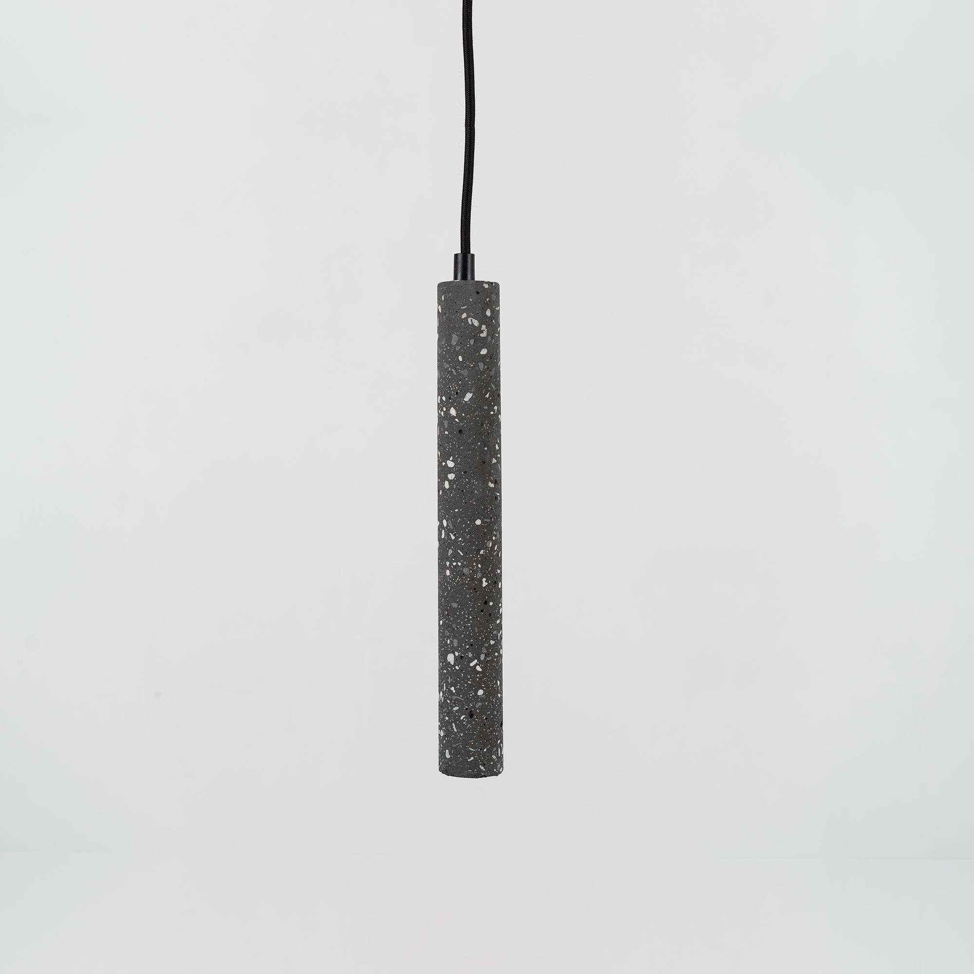 Modern Concrete Terrazzo Pendant Light Industrial Minimalist Cylinder Hanging Lamp for Kitchen and Dining Room