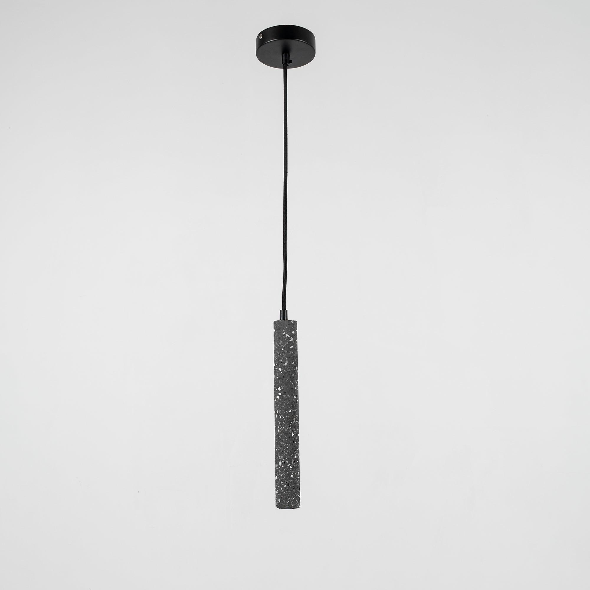 Modern Concrete Terrazzo Pendant Light Industrial Minimalist Cylinder Hanging Lamp for Kitchen and Dining Room