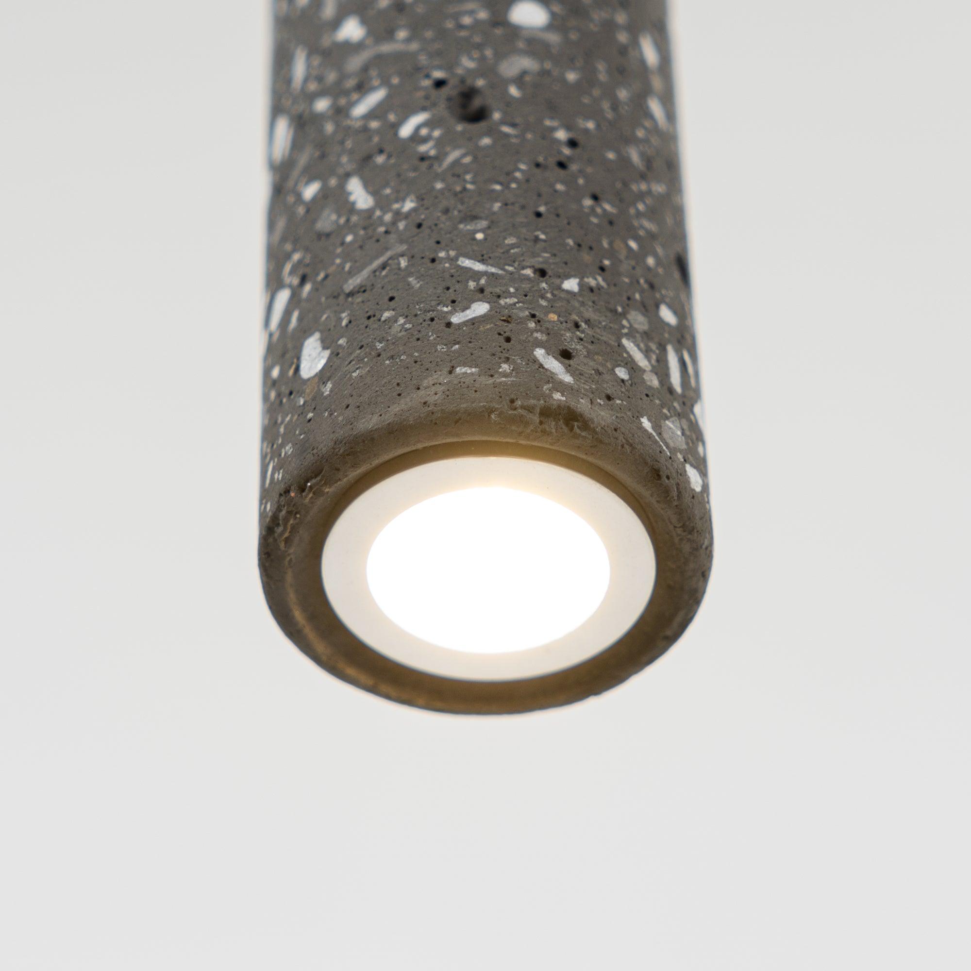Modern Concrete Terrazzo Pendant Light Industrial Minimalist Cylinder Hanging Lamp for Kitchen and Dining Room