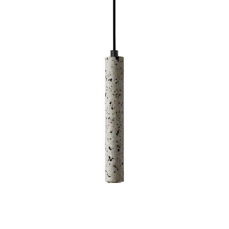 Modern Concrete Terrazzo Pendant Light Industrial Minimalist Cylinder Hanging Lamp for Kitchen and Dining Room