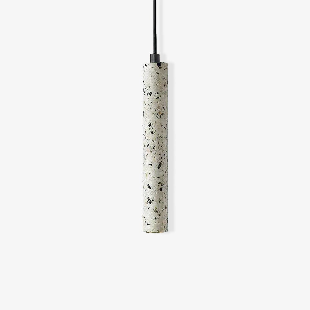 Modern Concrete Terrazzo Pendant Light Industrial Minimalist Cylinder Hanging Lamp for Kitchen and Dining Room