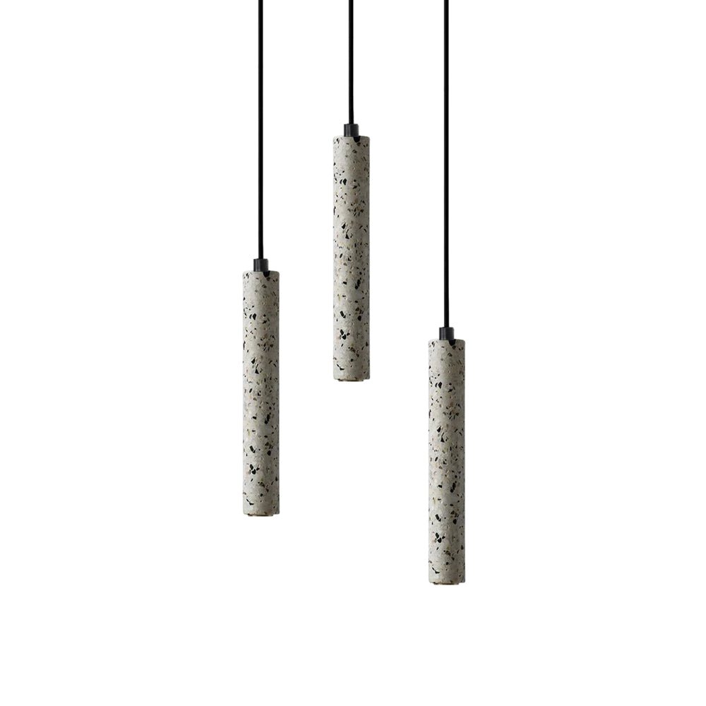 Modern Concrete Terrazzo Pendant Light Industrial Minimalist Cylinder Hanging Lamp for Kitchen and Dining Room
