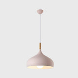 Modern Cone Metal Pendant Light with Wood Detail for Kitchen Island and Dining Room