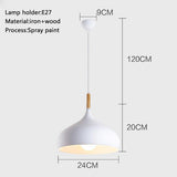 Modern Cone Metal Pendant Light with Wood Detail for Kitchen Island and Dining Room