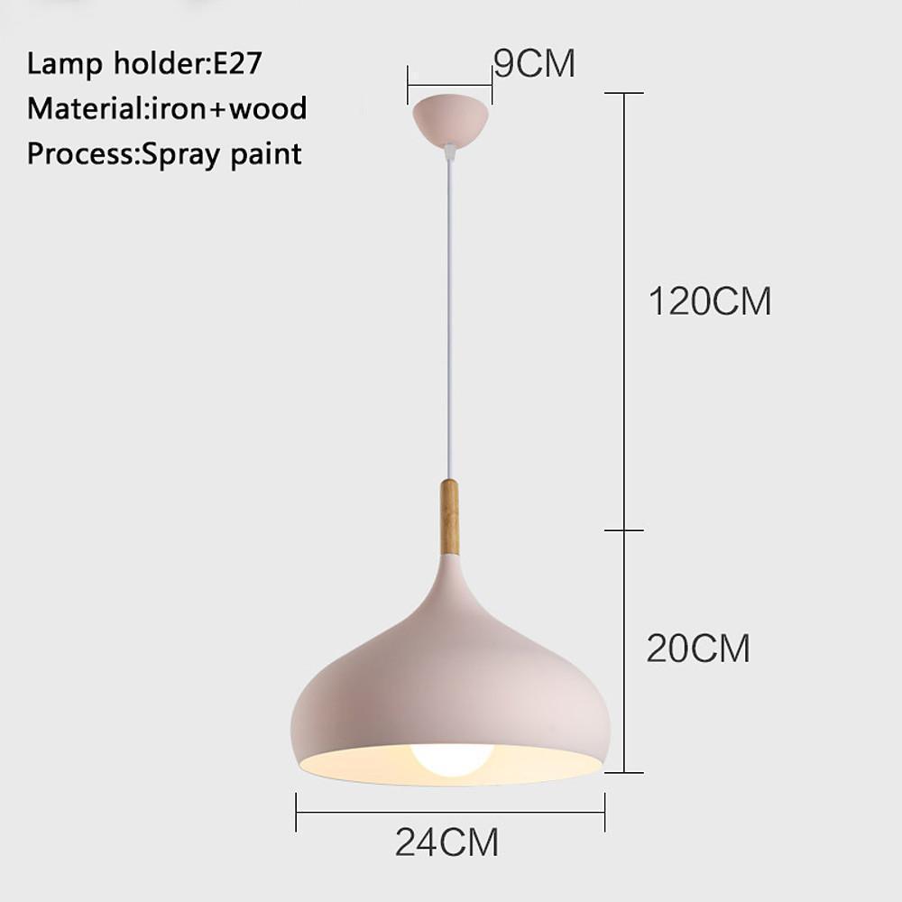 Modern Cone Metal Pendant Light with Wood Detail for Kitchen Island and Dining Room