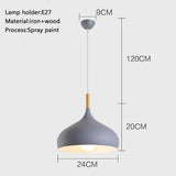 Modern Cone Metal Pendant Light with Wood Detail for Kitchen Island and Dining Room