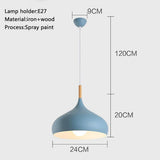 Modern Cone Metal Pendant Light with Wood Detail for Kitchen Island and Dining Room