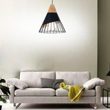 Modern Conical Lantern Pendant Light for Kitchen Island Metal LED Hanging Ceiling Lamp