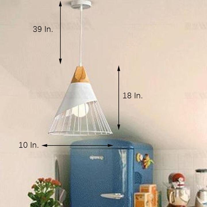 Modern Conical Lantern Pendant Light for Kitchen Island Metal LED Hanging Ceiling Lamp