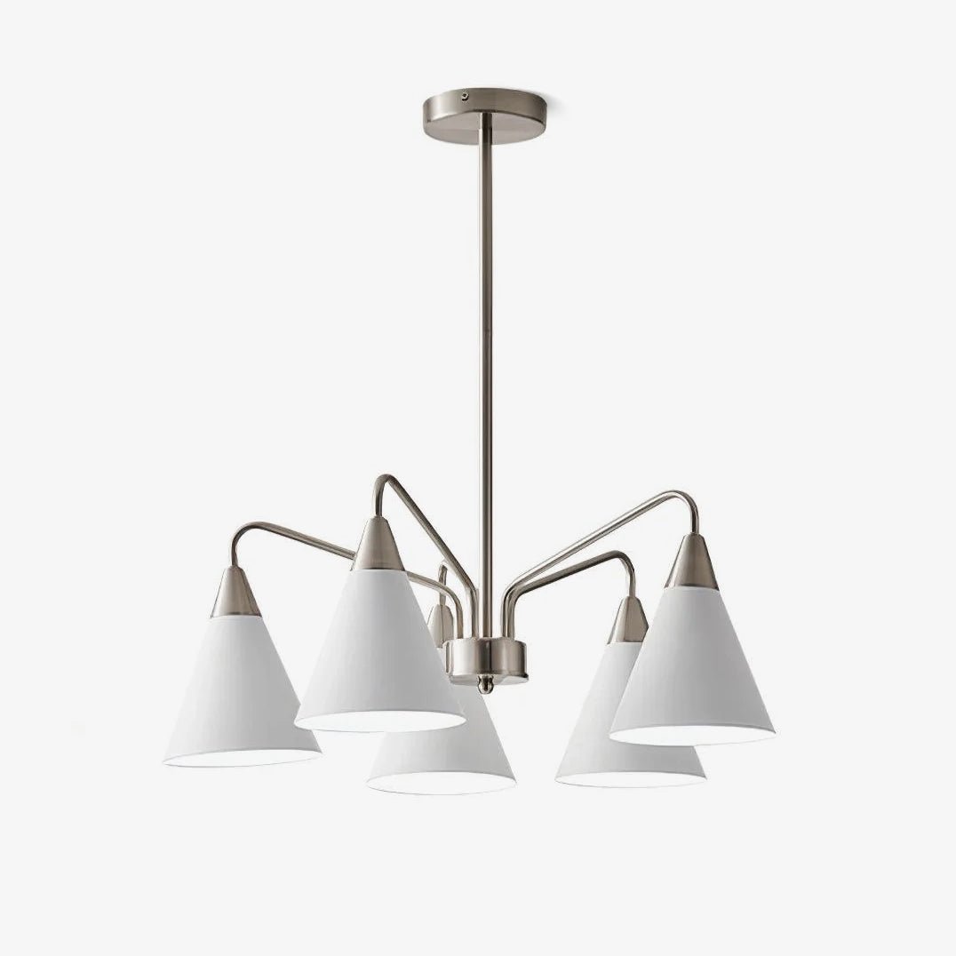 Modern Cono Multi Head Asymmetric Pendant Light Sand Nickel Cone Chandelier