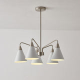 Modern Cono Multi Head Asymmetric Pendant Light Sand Nickel Cone Chandelier