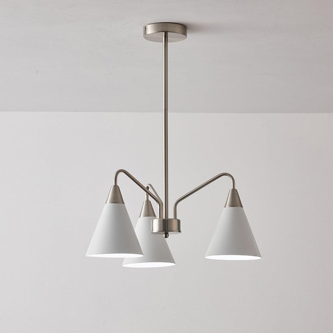 Modern Cono Multi Head Asymmetric Pendant Light Sand Nickel Cone Chandelier
