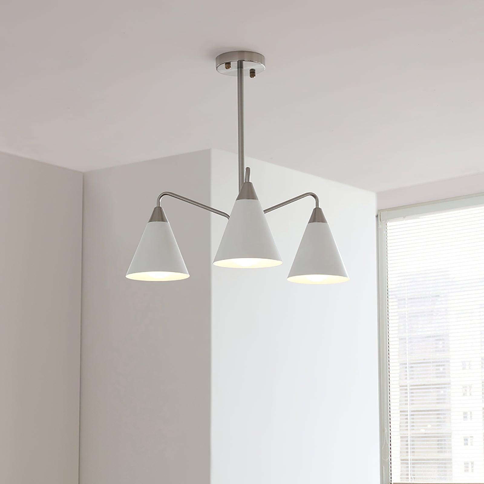 Modern Cono Multi Head Asymmetric Pendant Light Sand Nickel Cone Chandelier